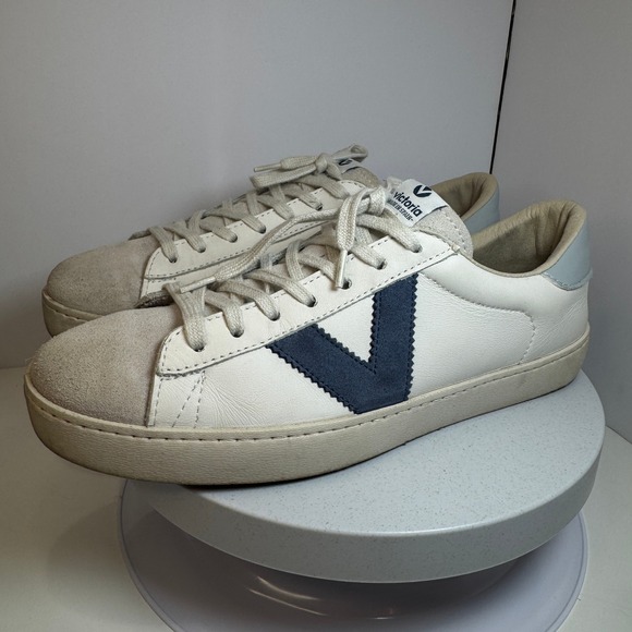 Victoria Berlin Women's Leather Sneakers Hielo White/Blue Suede US Size 9.5 - Picture 4 of 13